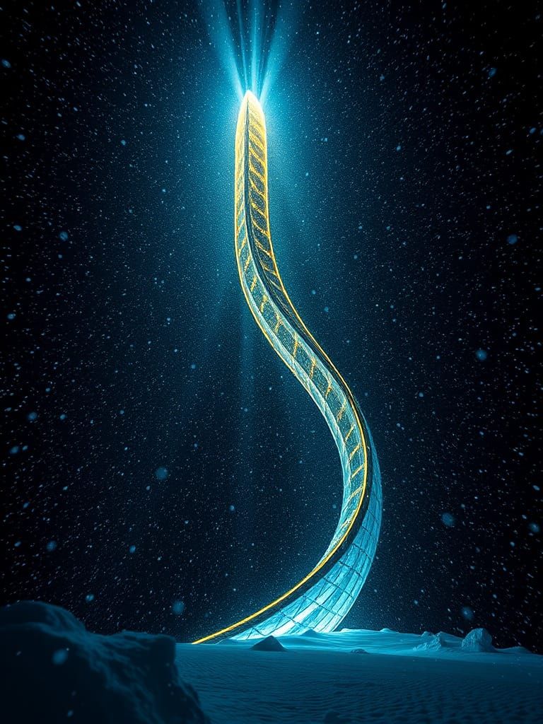 Gilded Serpentine Structure in Arctic Blizzard