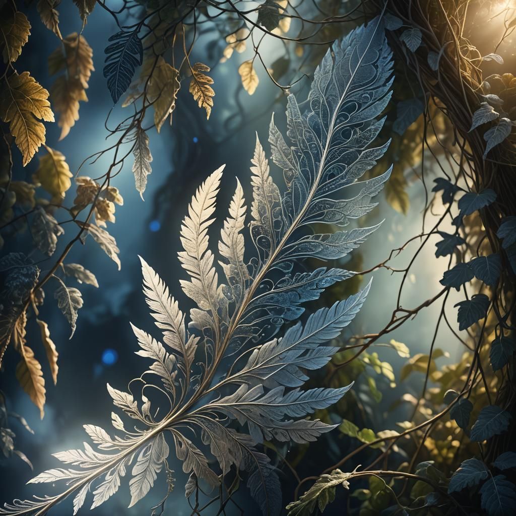 Glowing Lace Feather in Ethereal Fantasy Painting