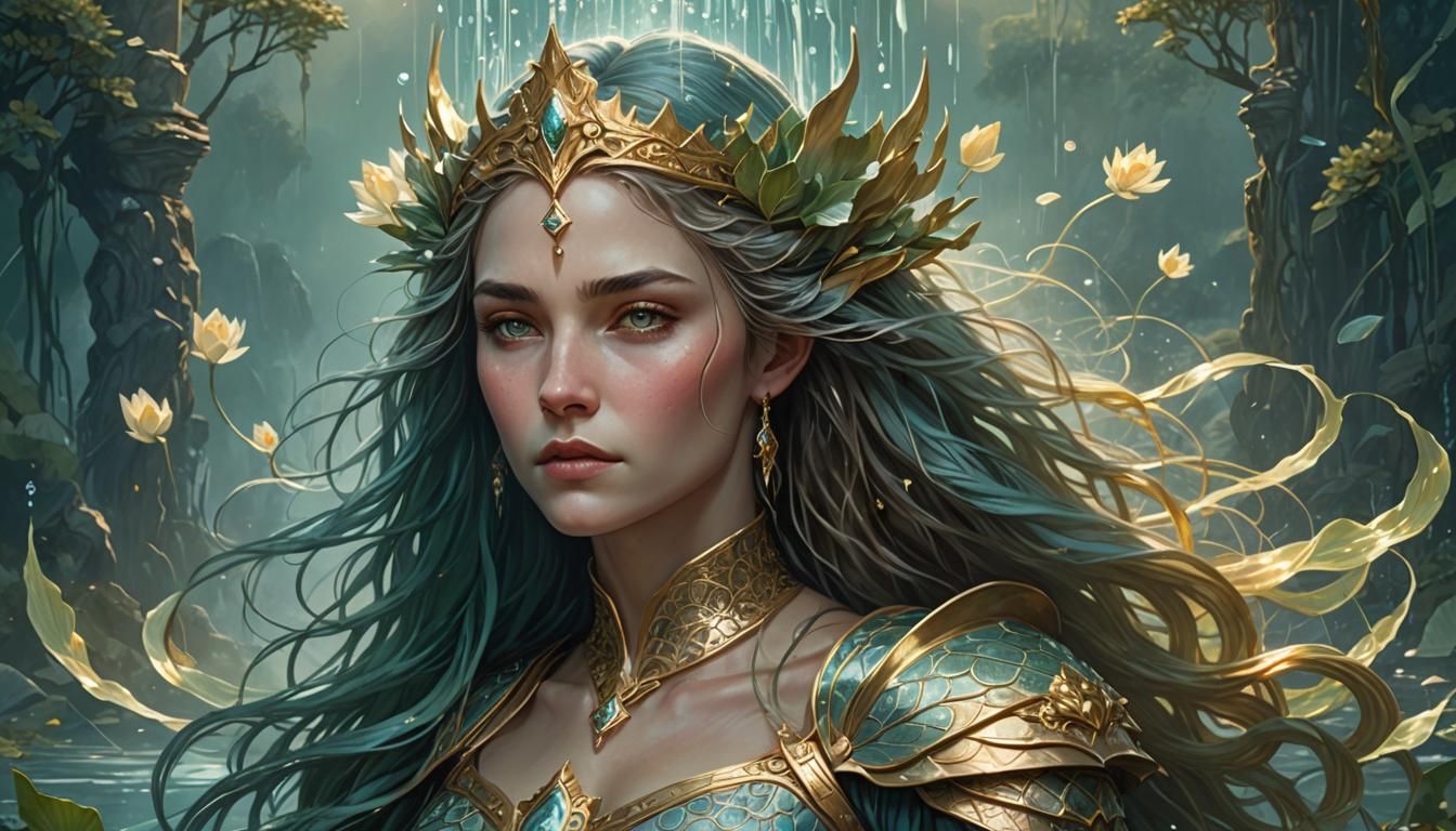 Lady of the Lake: Excalibur in Art Nouveau Style