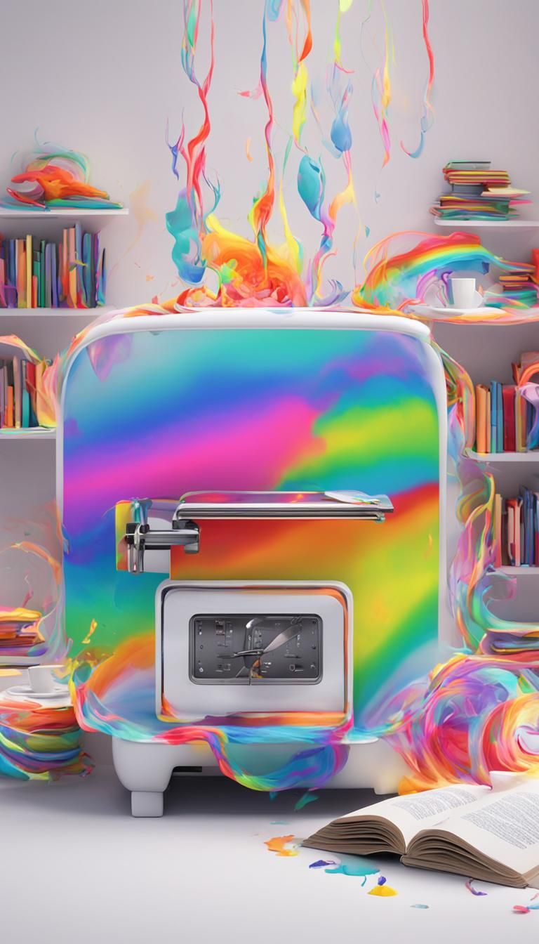 Rainbow Toaster: Surreal Objects in Pop Art Style