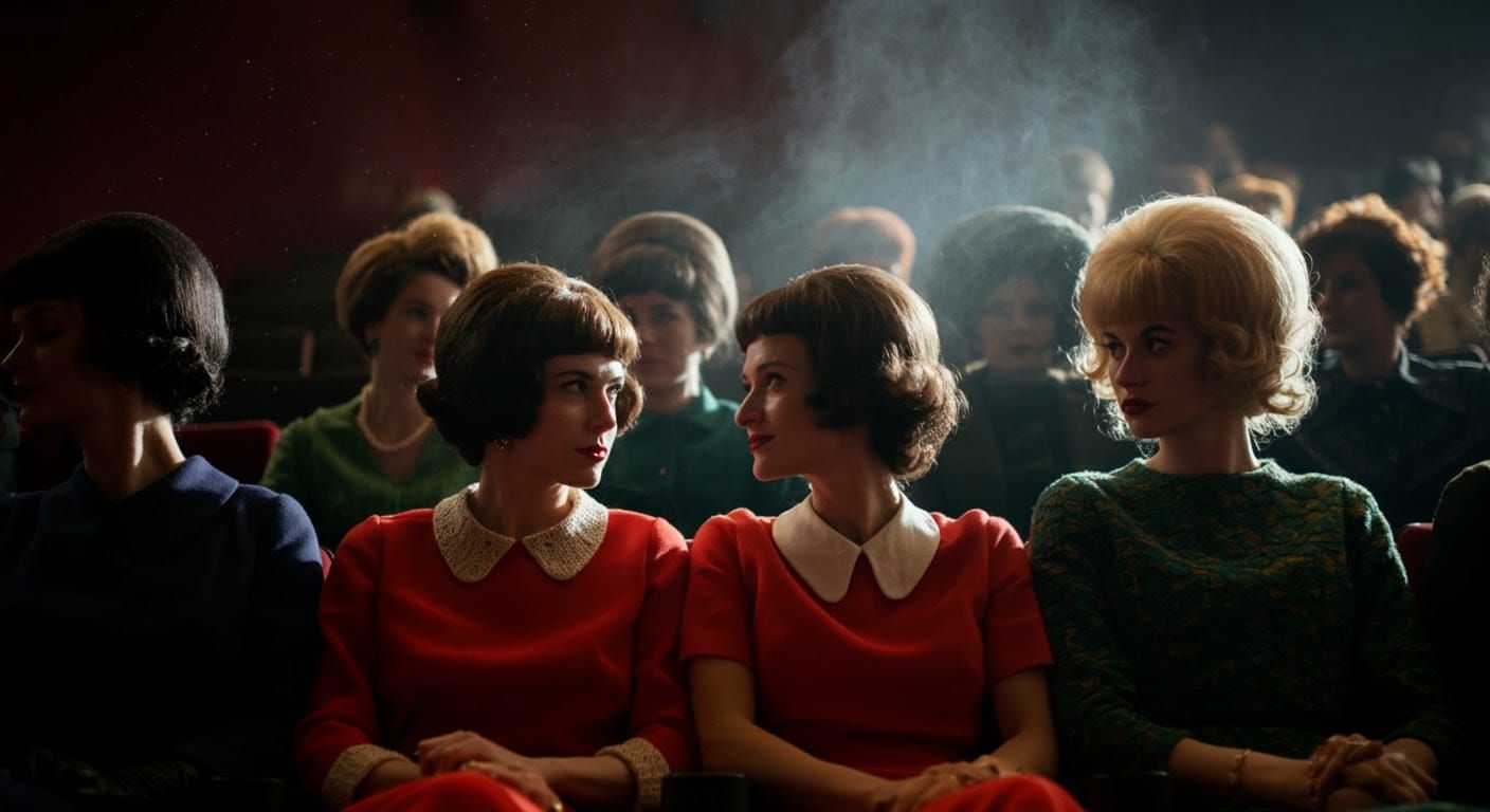 Surreal Cinema Scene in Smoky 1960s London, Inspired by Clas...