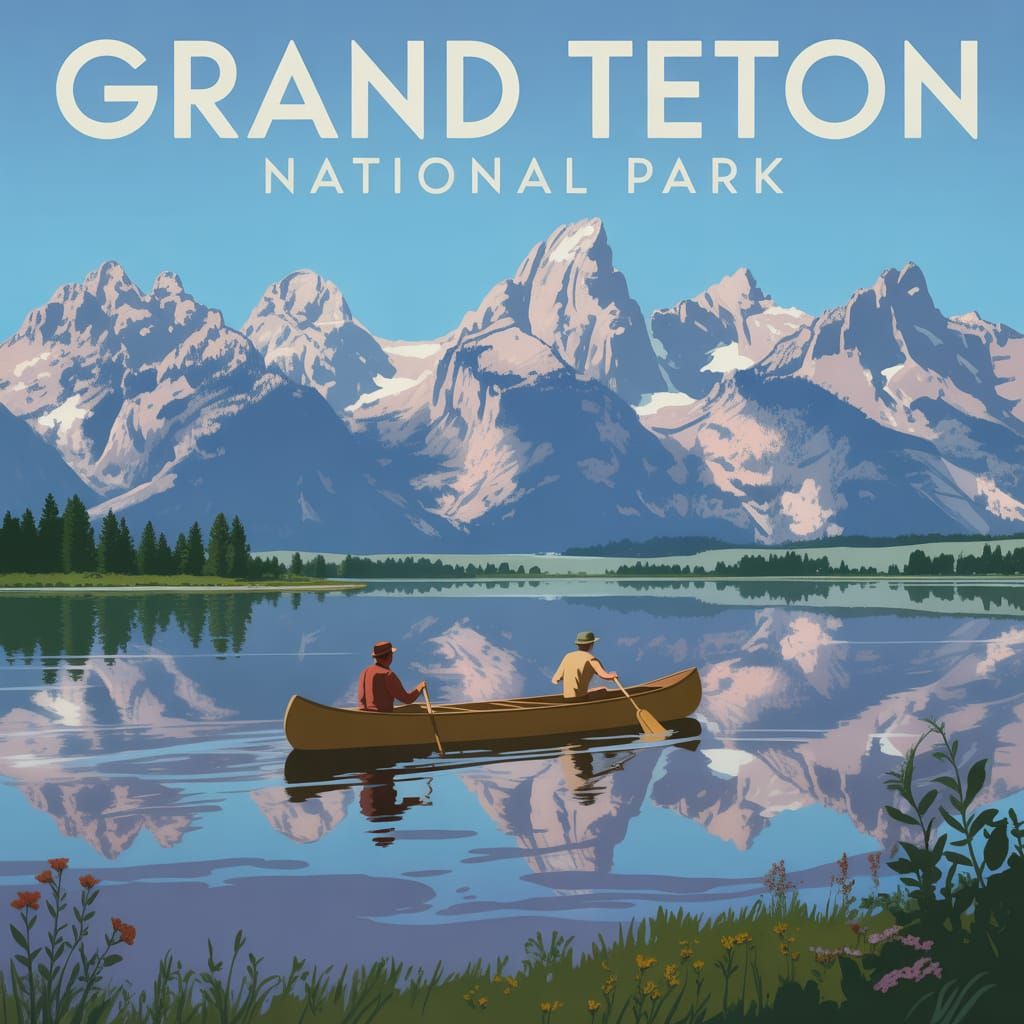 Grand Teton National Park: Vintage Travel Poster