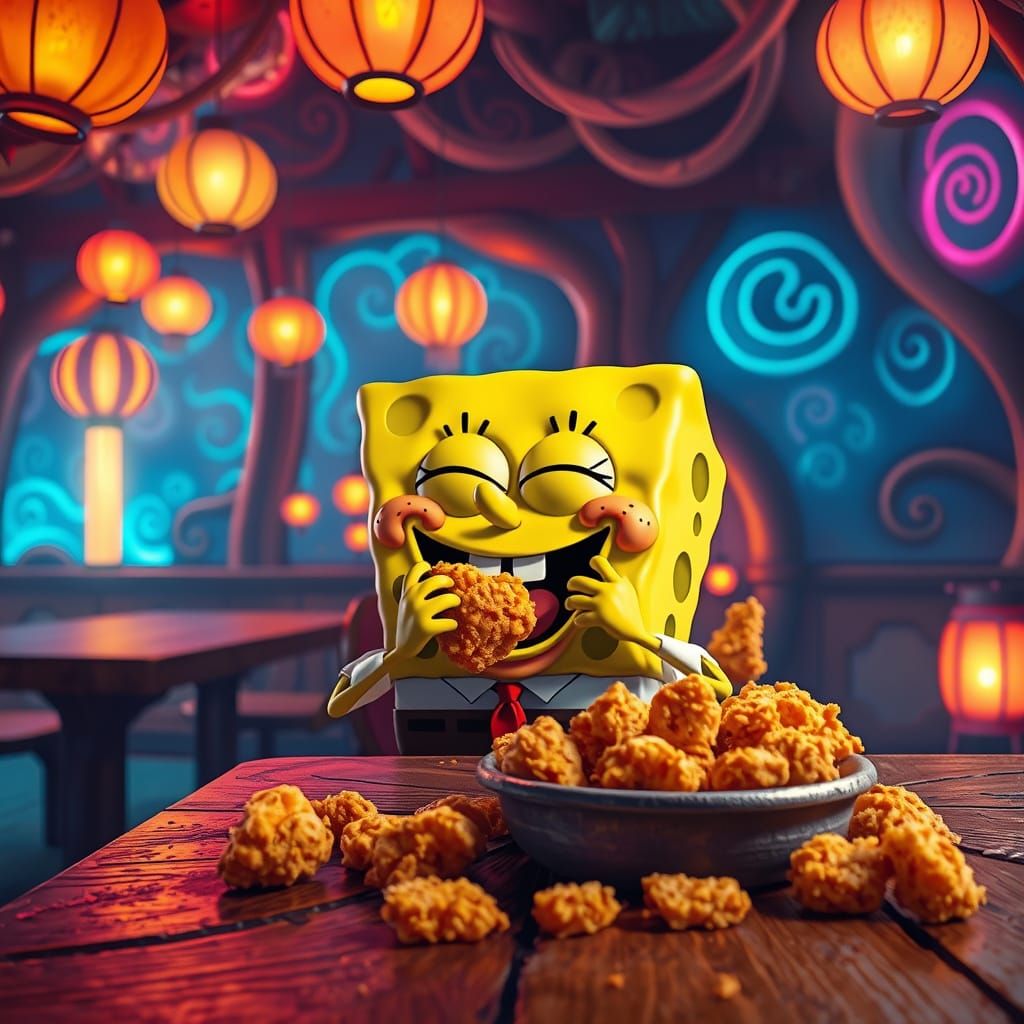 SpongeBob in Whimsical KFC Wonderland