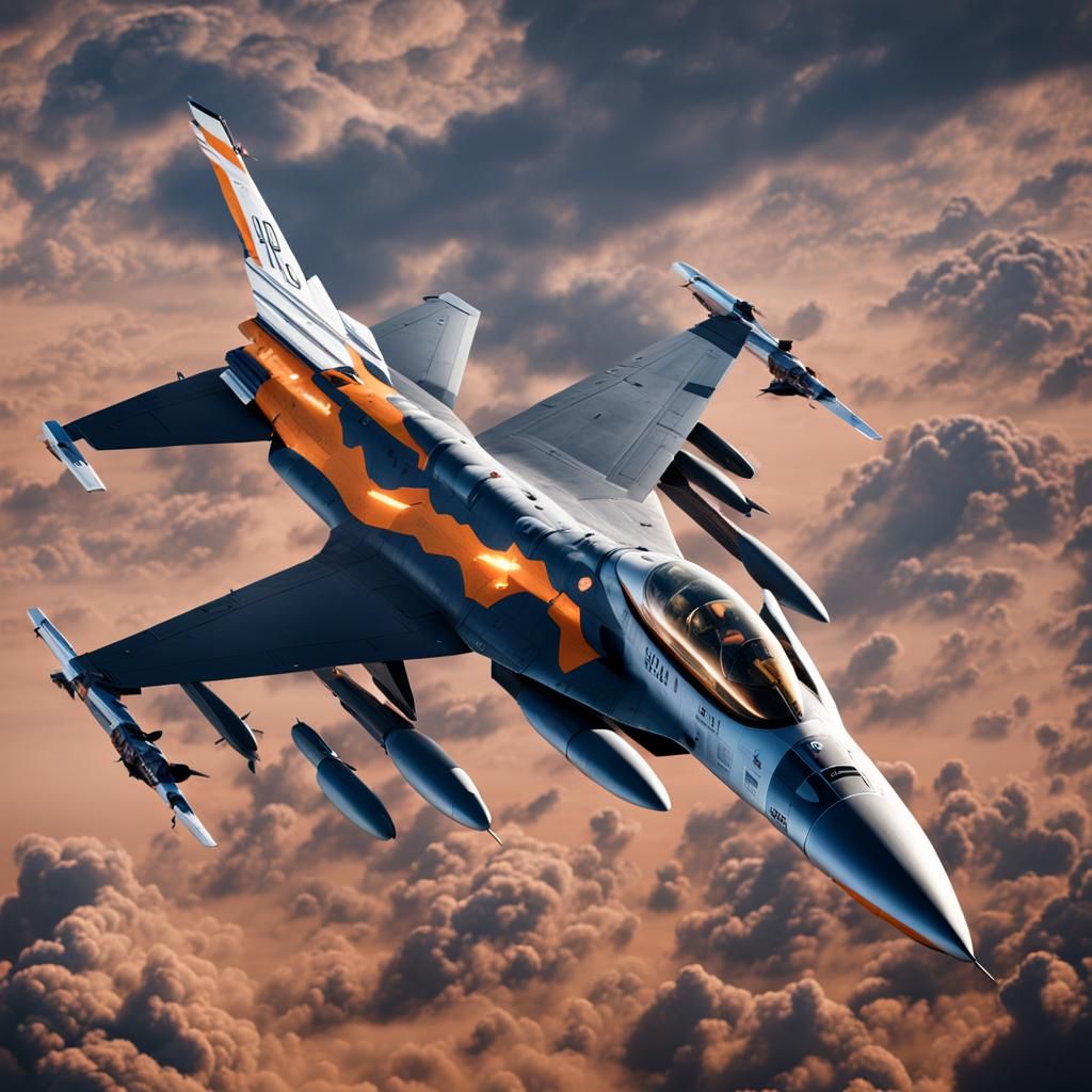 Detailed F-16 Fighter Jet in Matte Painting Style
