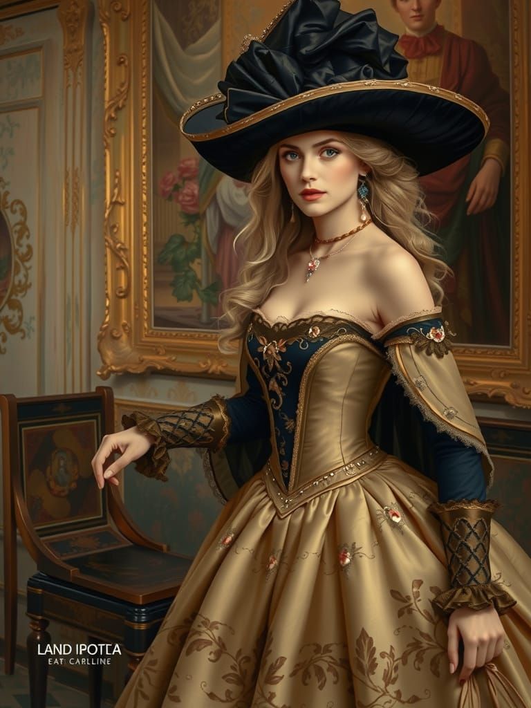 Ethereal Victorian Ball Gown Beauty in Ornate Setting