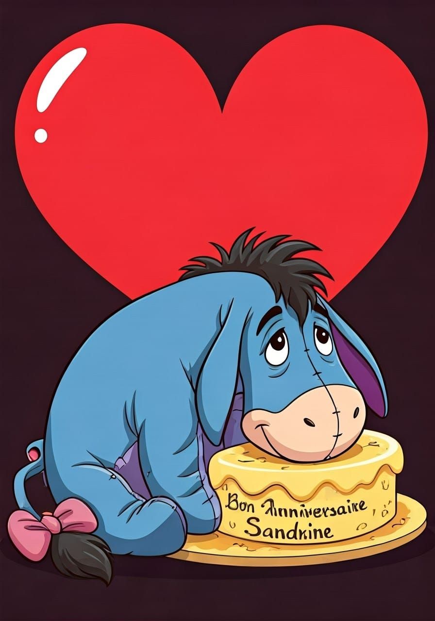 Eeyore Celebrates Sandrine's Birthday with Cake