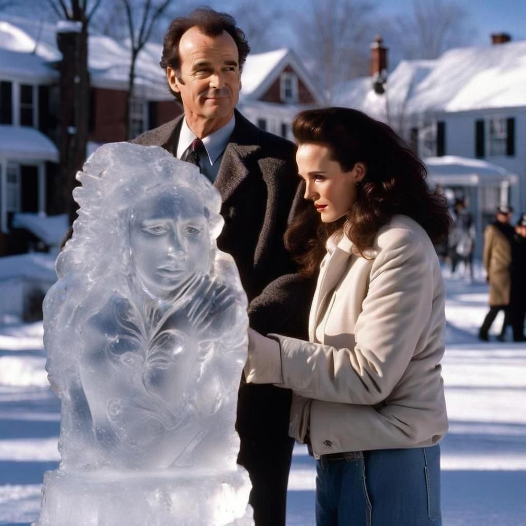 Bill Murray as Phil in Groundhog day has made an ice sculptu...