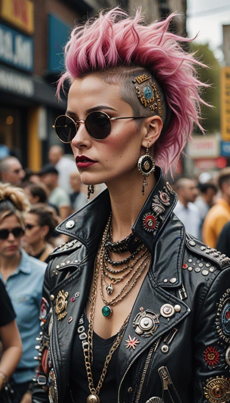 Lady in Exuberant Punk Style