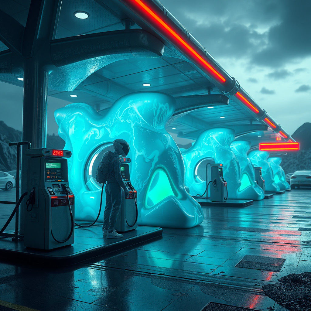 Futuristic Gas Station for Extraterrestrials: 3D Render
