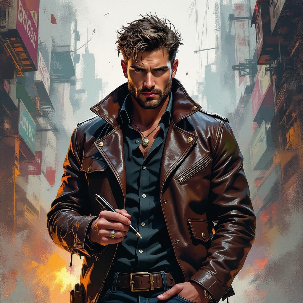 Poet Amidst Chaos: Hyperrealistic Concept Art