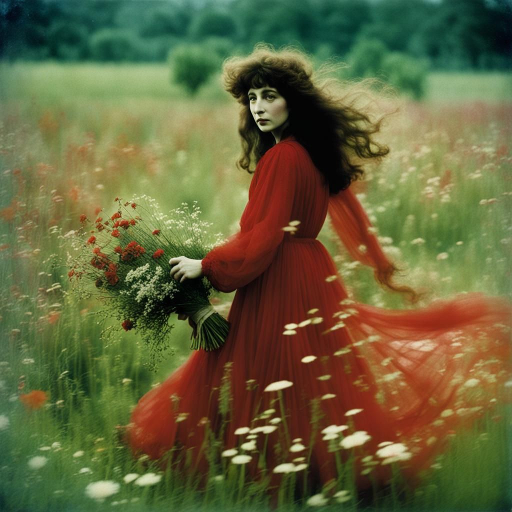 Kate Bush in Meadow: Lumiere Autochrome