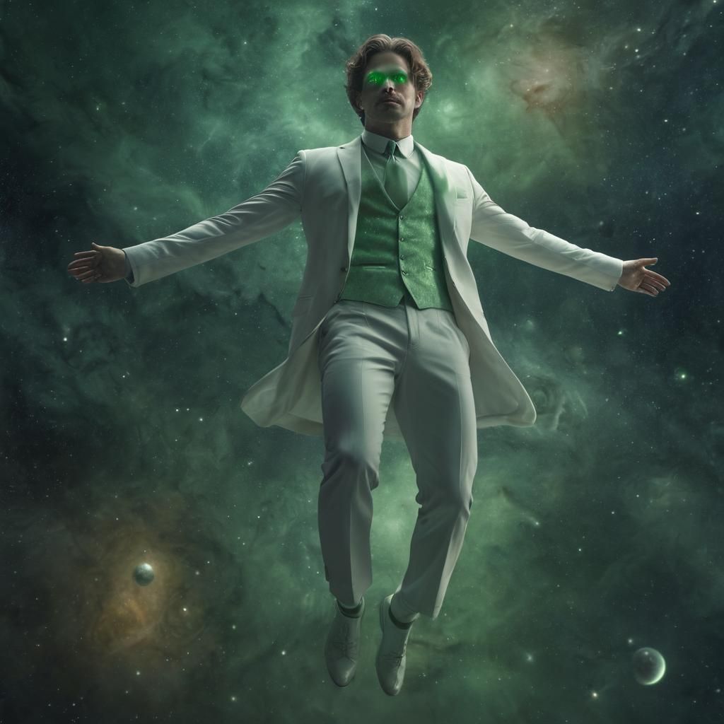 Ethereal Space Gentleman Floating in the Universe