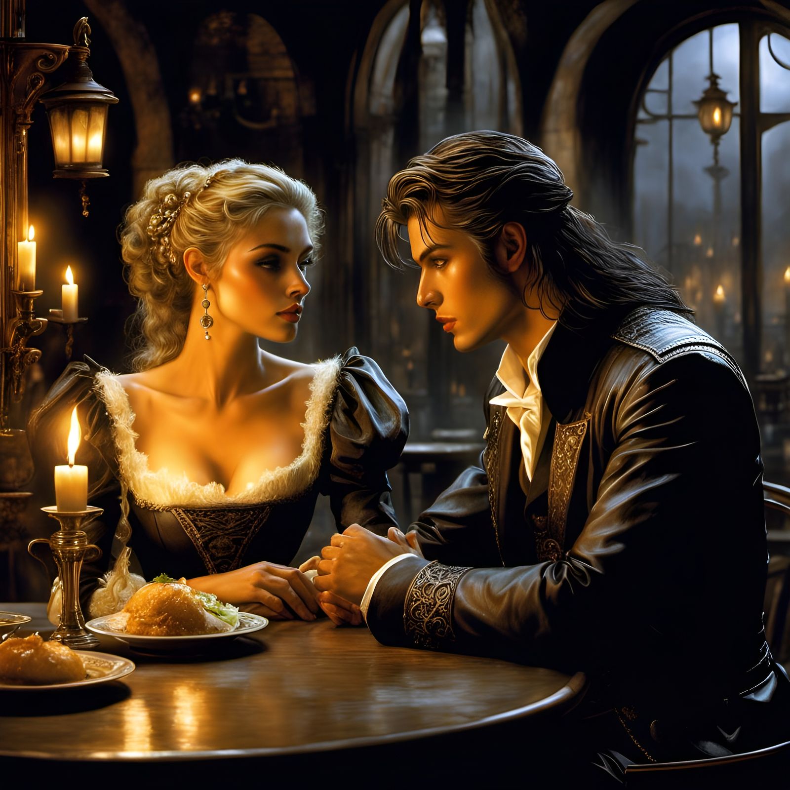 Romantic Candlelit Dinner in French Restaurant