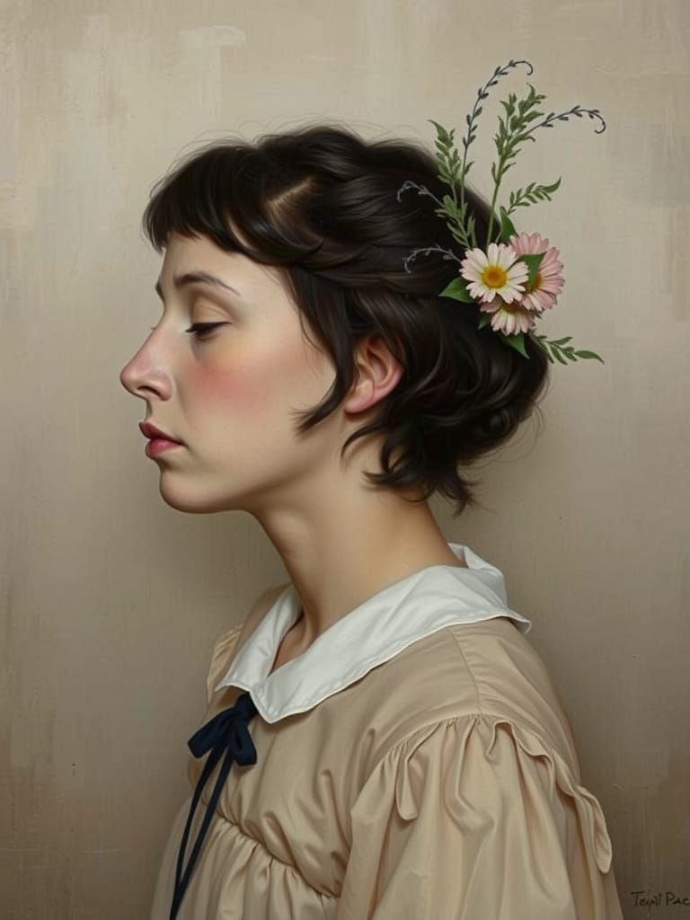 Elegant Woman in Melancholy Contemplation