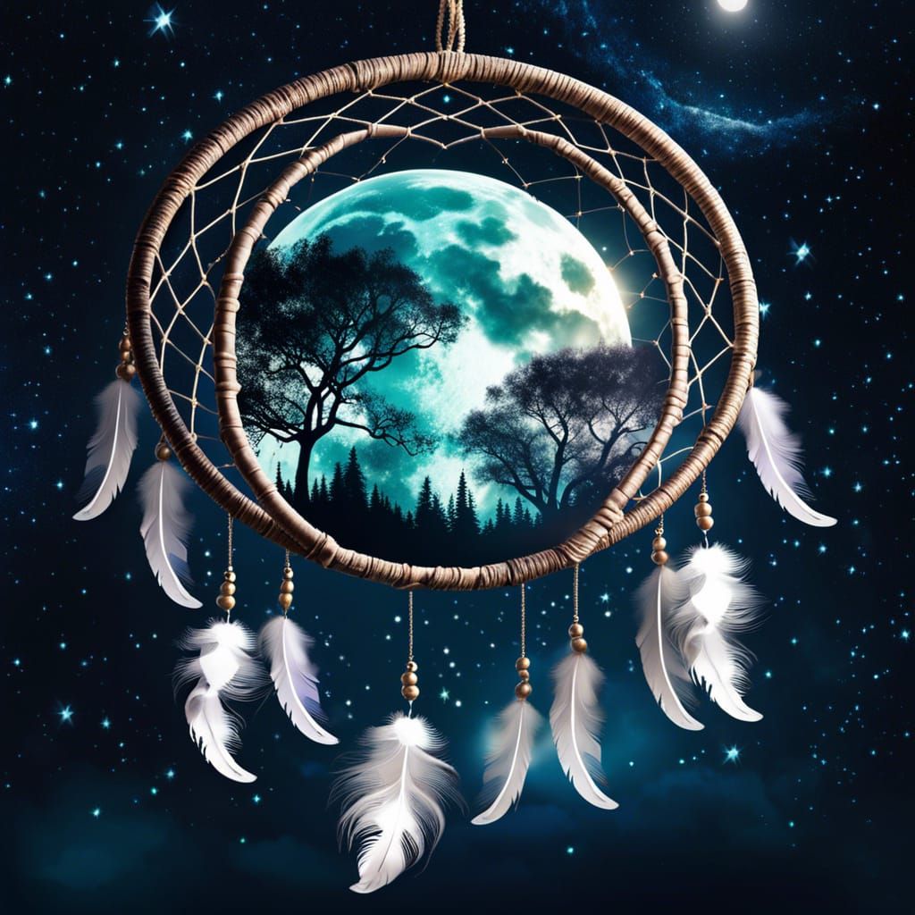 Dreamcatcher and Moonlight Double Exposure in Space