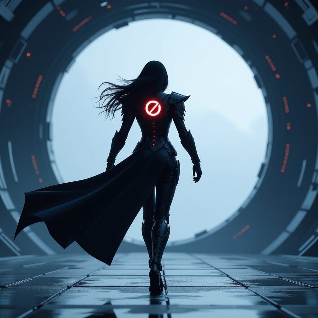 Gothic Superheroine Escaping a Black Hole
