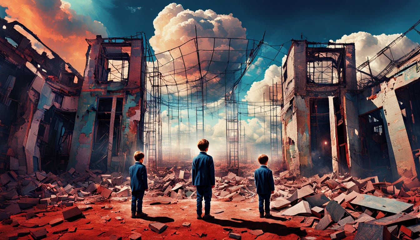Children in Ruins: A Surreal Photomontage