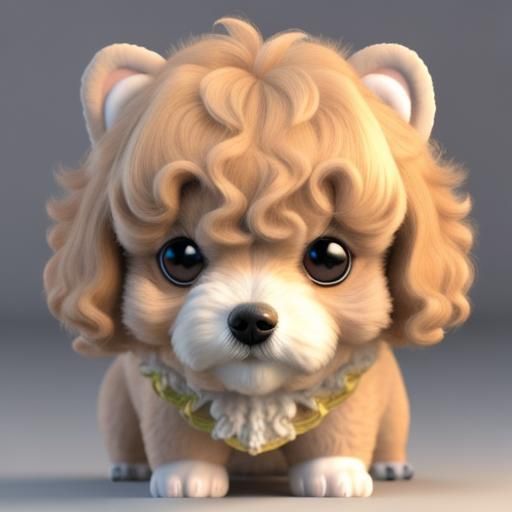 Kawaii 3D Toy Poodle Cartoon