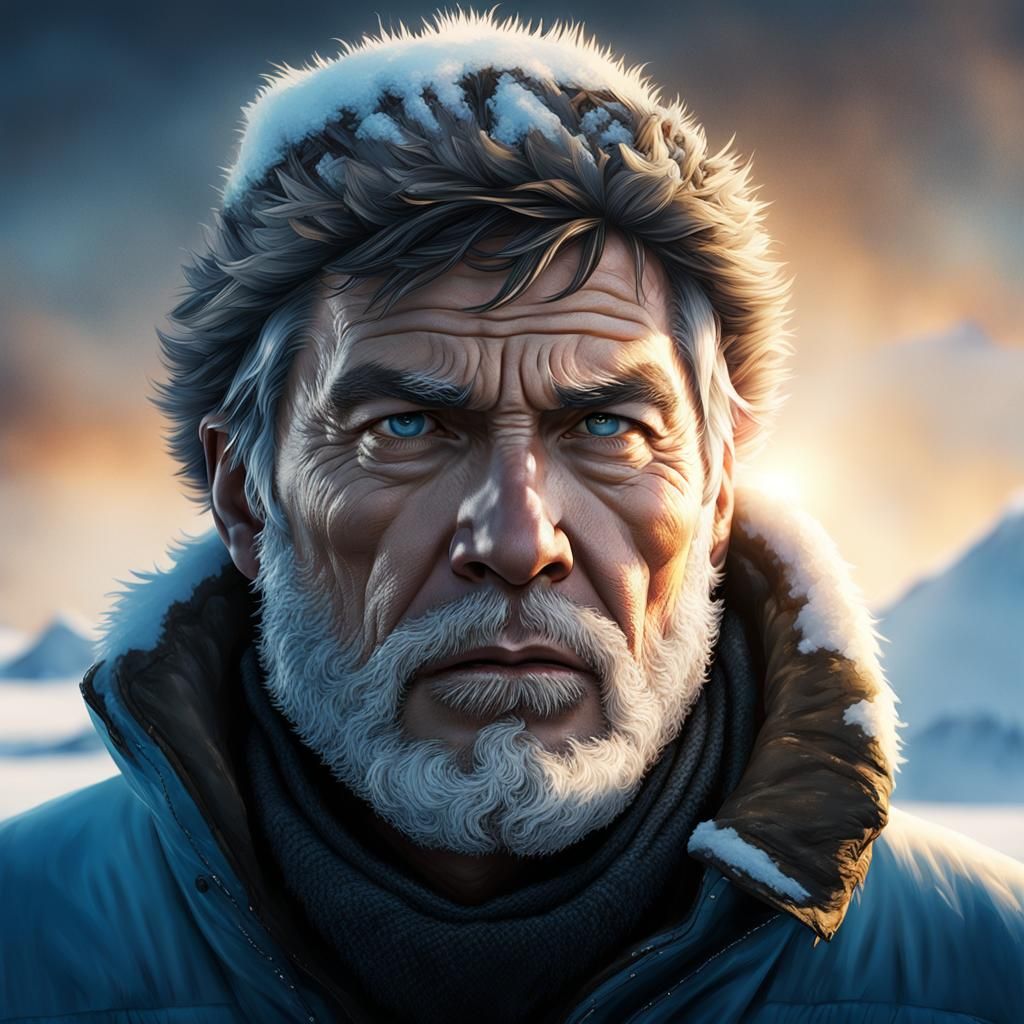 Arctic Man Portrait with Golden Hour Glow