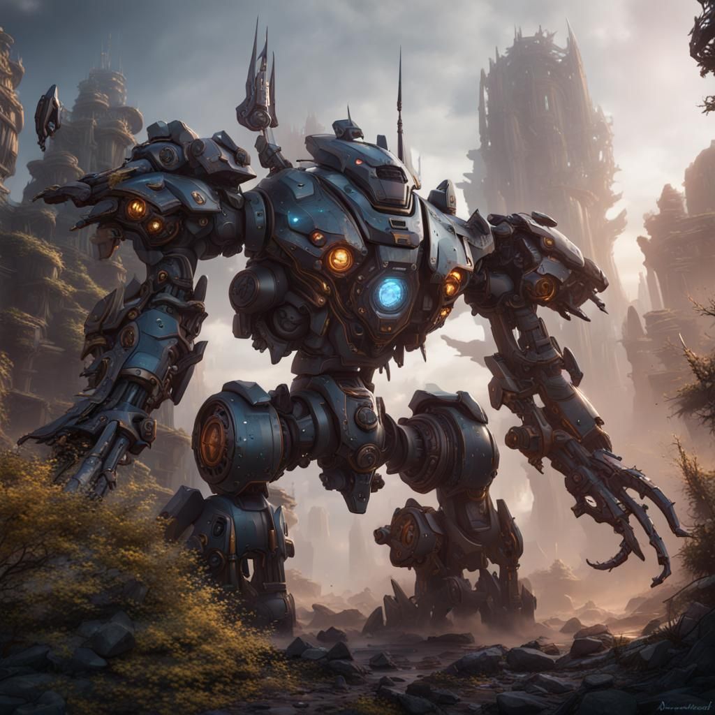 Detailed Mecha Matte Painting