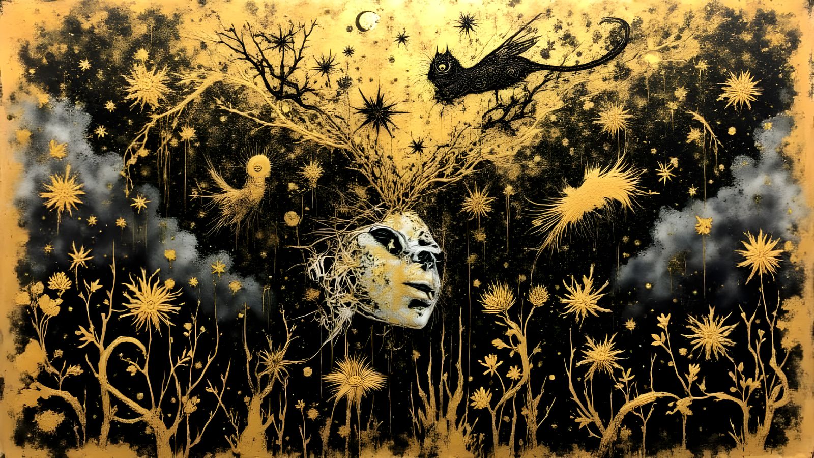 Elegant Medieval Illuminated Manuscript Artwork