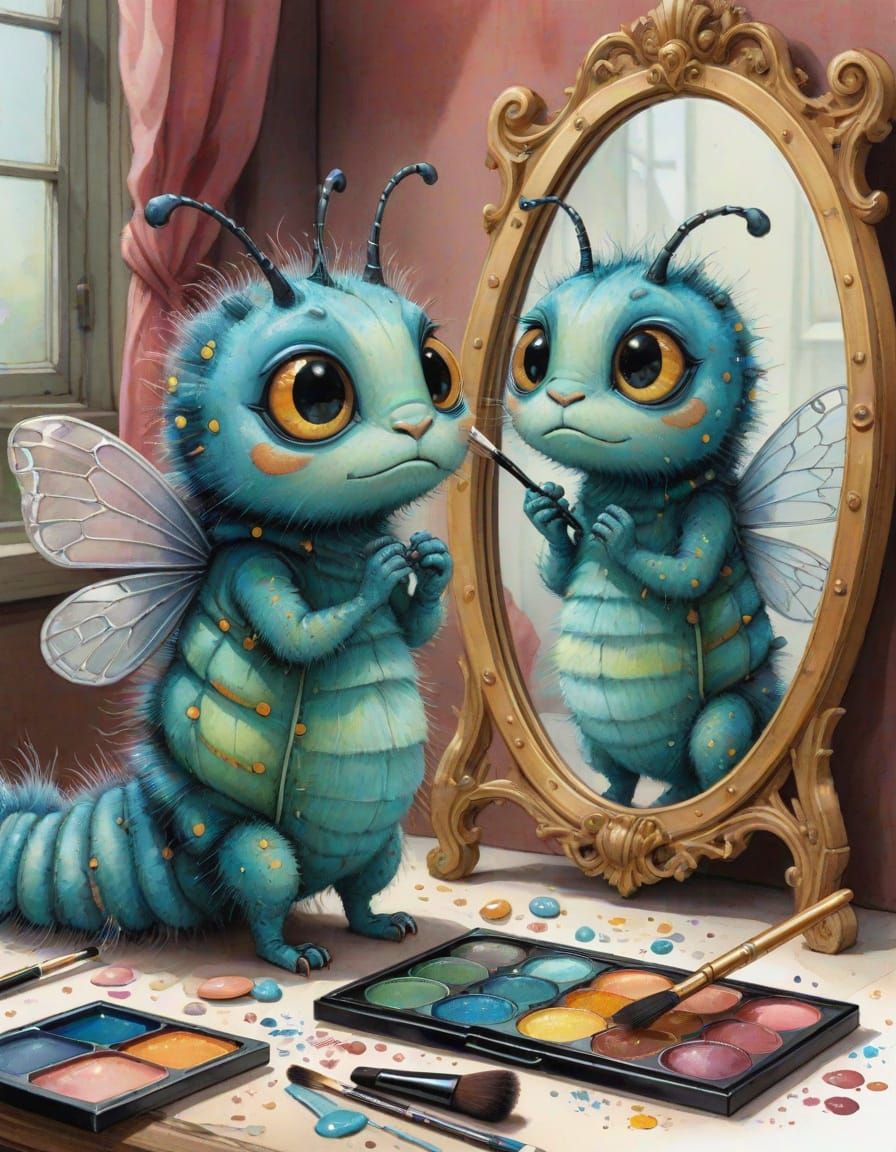 Whimsical Caterpillar's Transformation: A Watercolor Paintin...