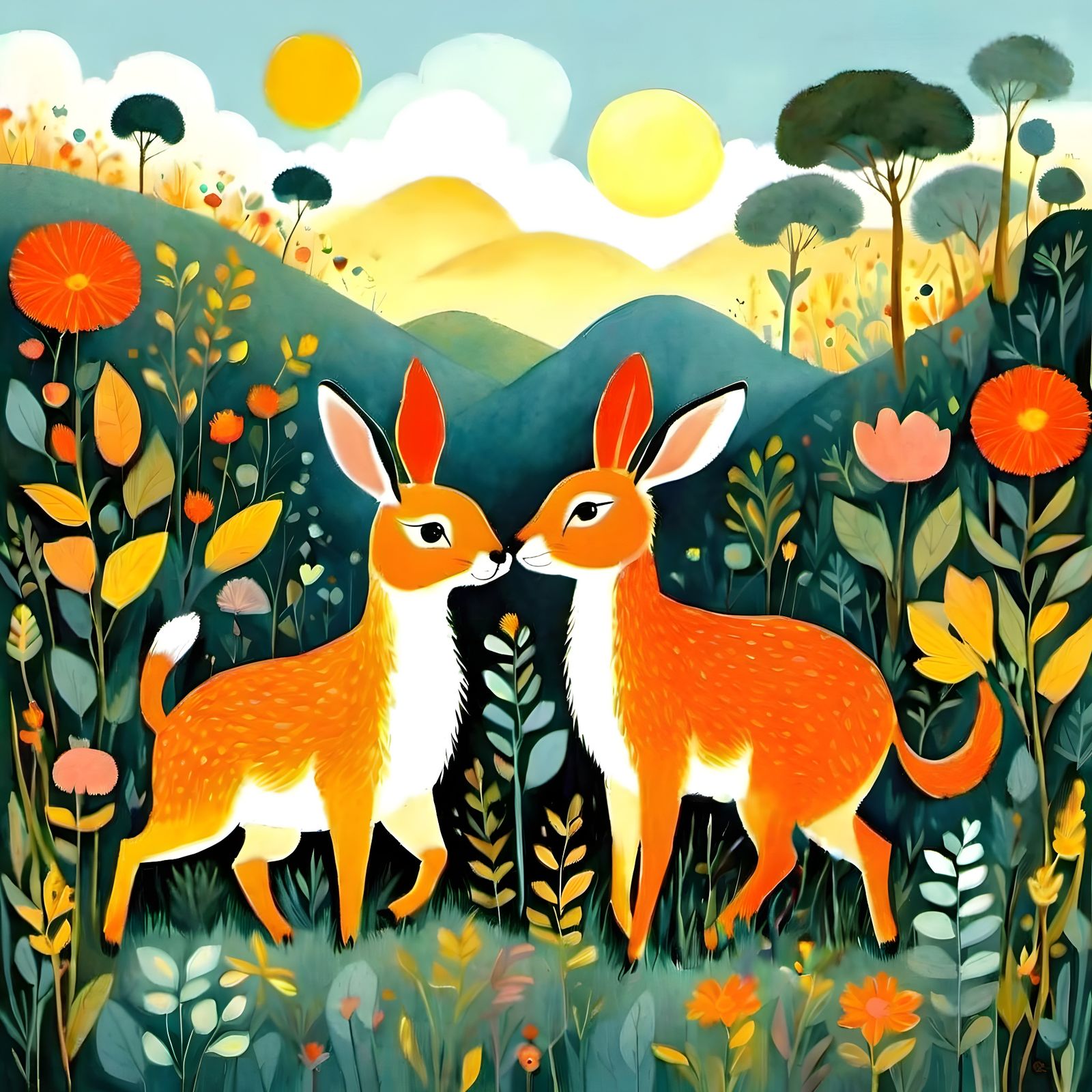 Cute Bongo Couple Running Together in Harmony