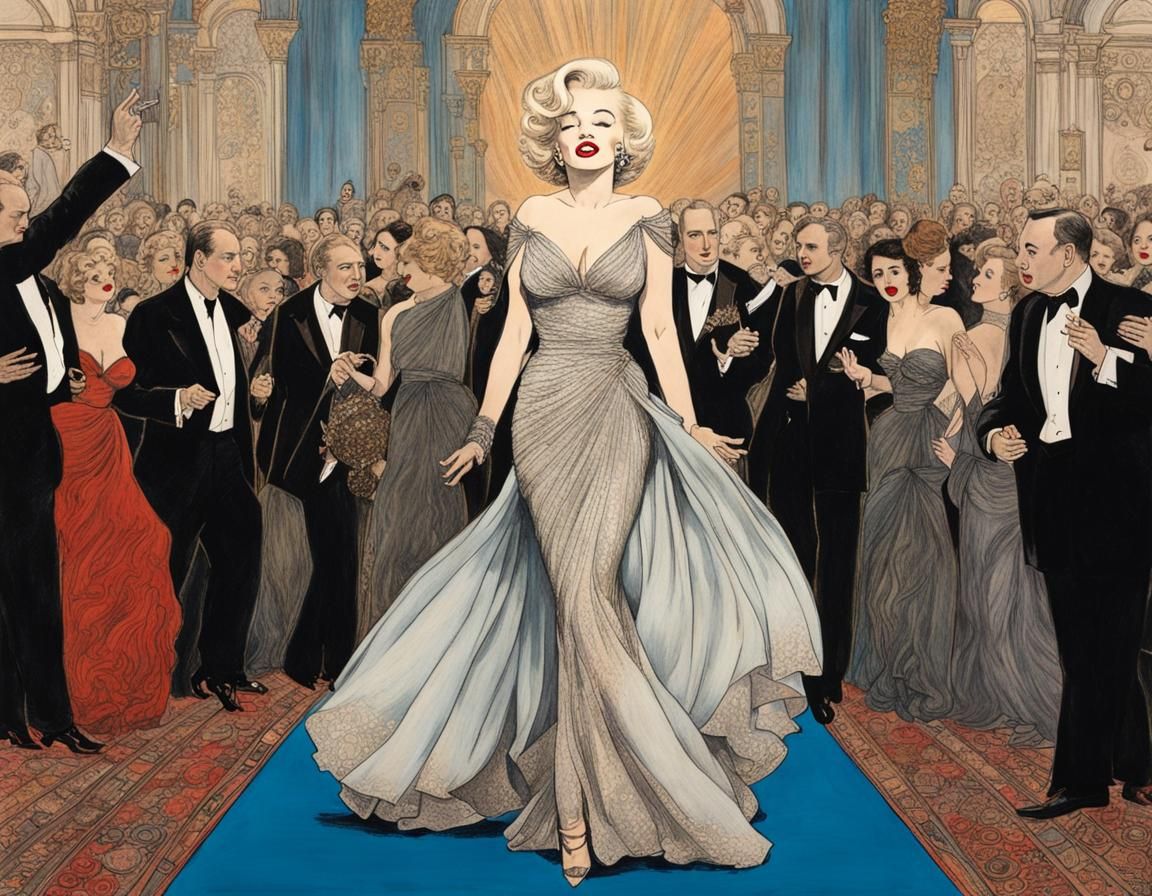 Marilyn Monroe walking the red carpet blowing kisses to the ...