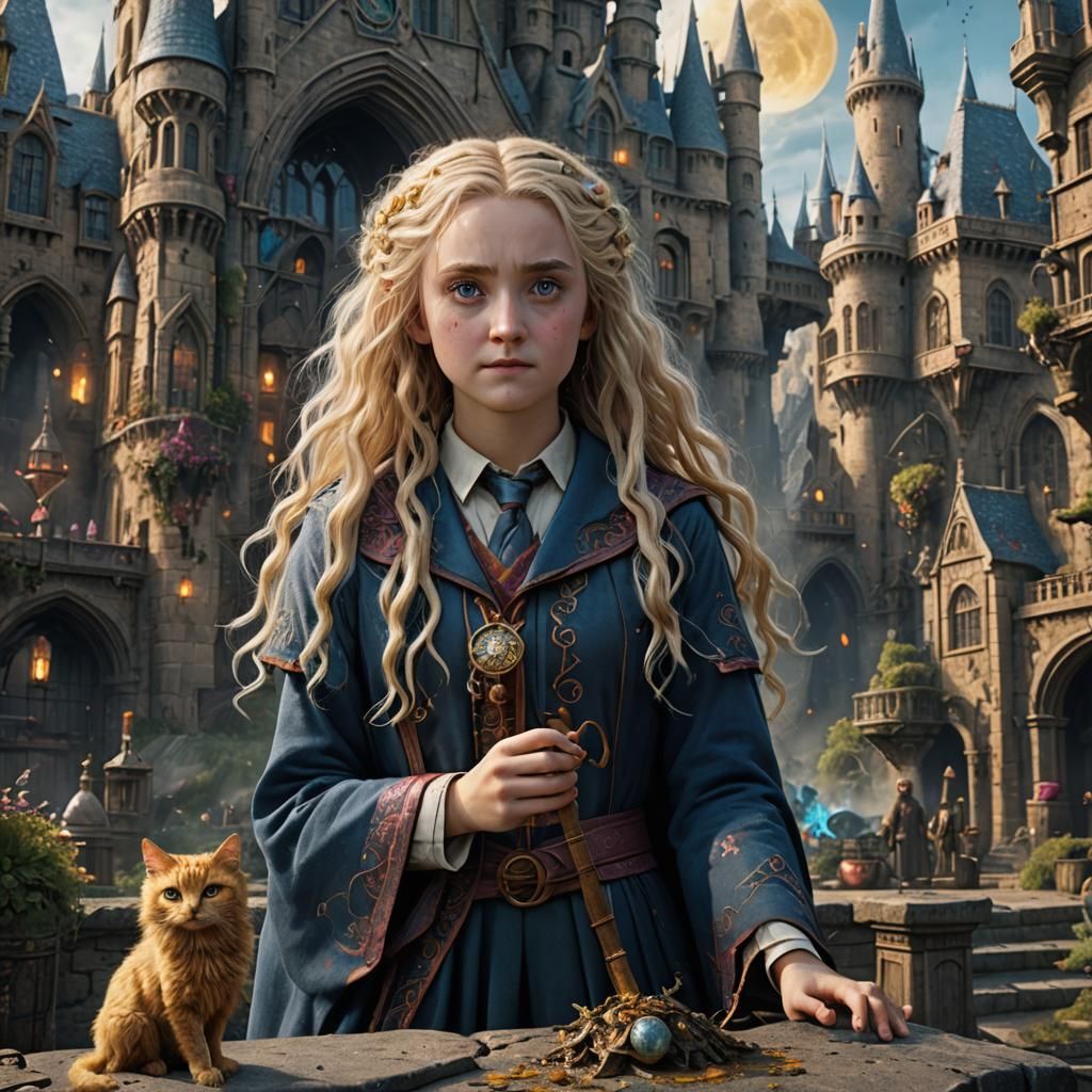 Luna Lovegood: Detailed Matte Painting in 8k