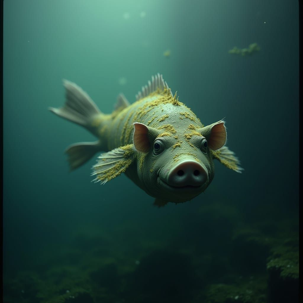 A Pig-Like Fish Swims in Mysterious Depths, Shot on 35mm Fil...