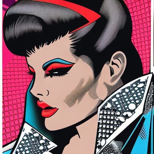 Rockabilly Vampress in Comic Book Style