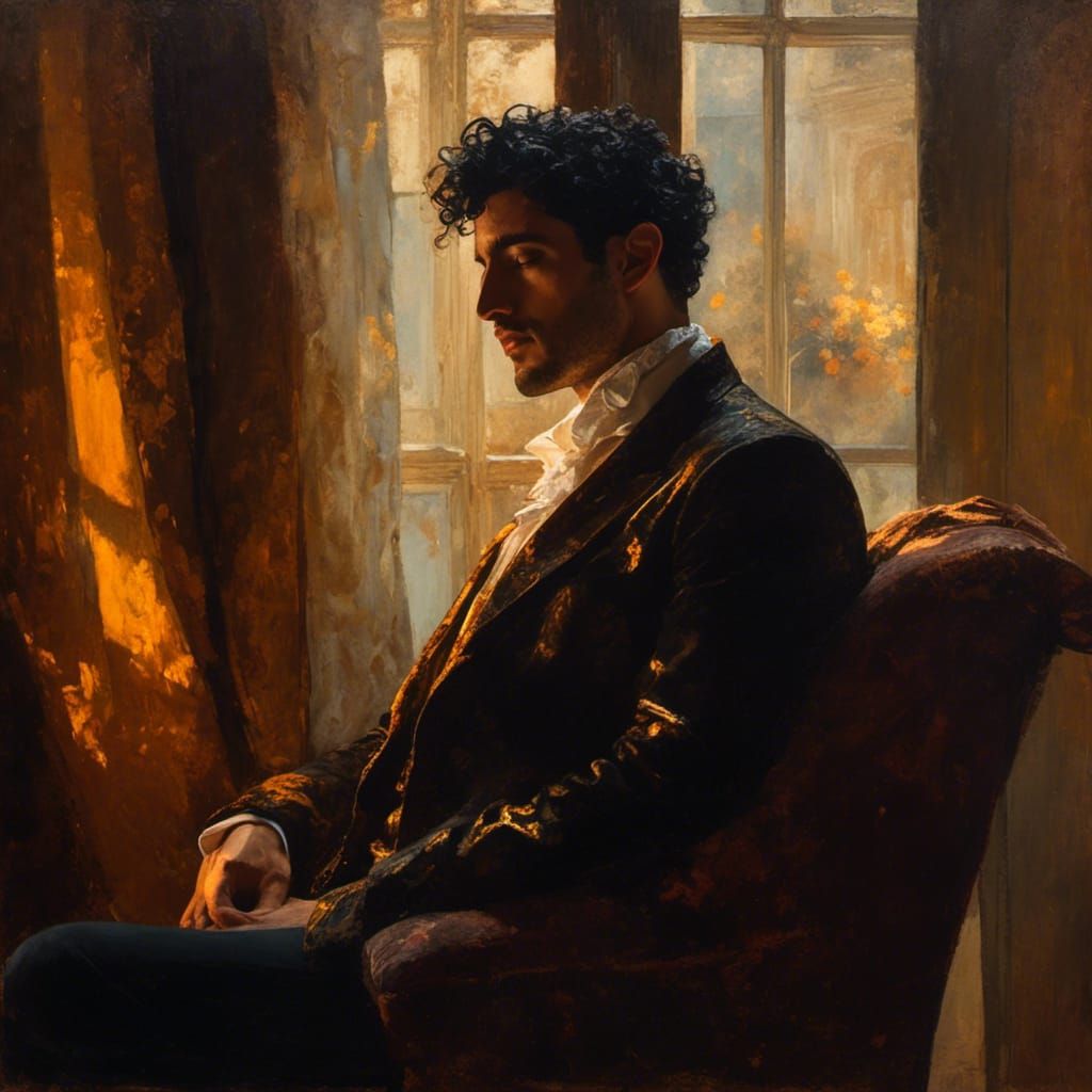 Elegant Oil Painting Portrait in Golden Hour Light
