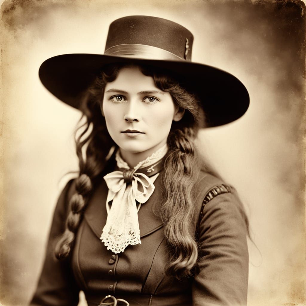 Wild West Annie Oakley in Sepia Tone