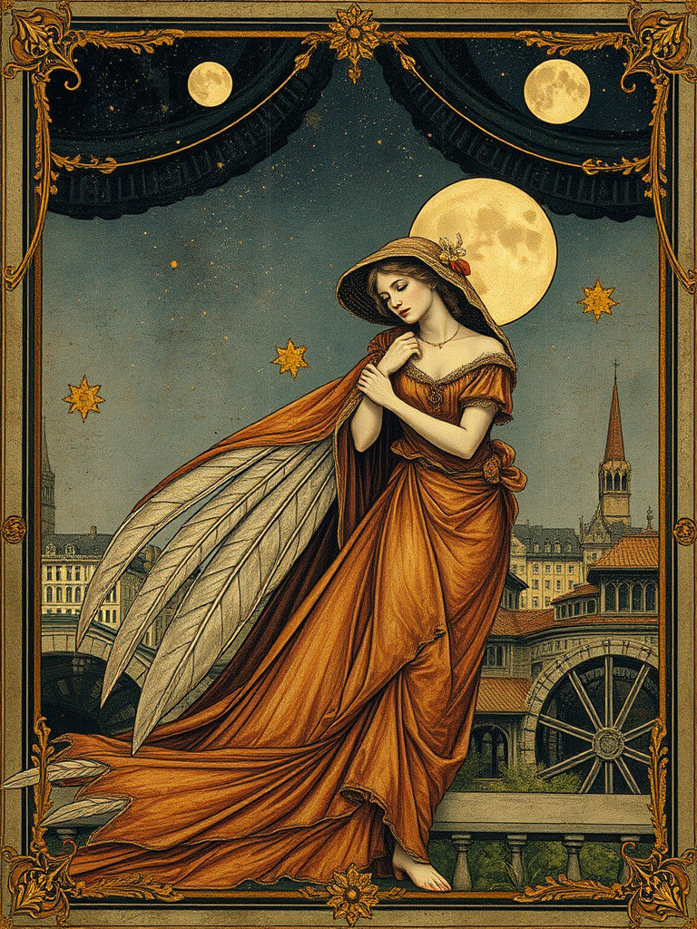 Ornate Feathered Crone in Tintype Style