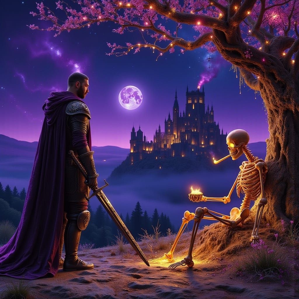 Medieval Knight Engages Mystical Conversation in Haunting La...