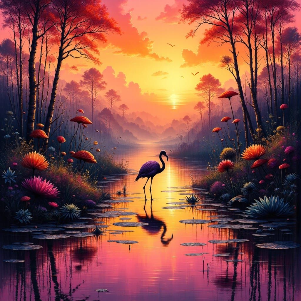 Sunset goals, flamingo edition.🦩🌴🎨