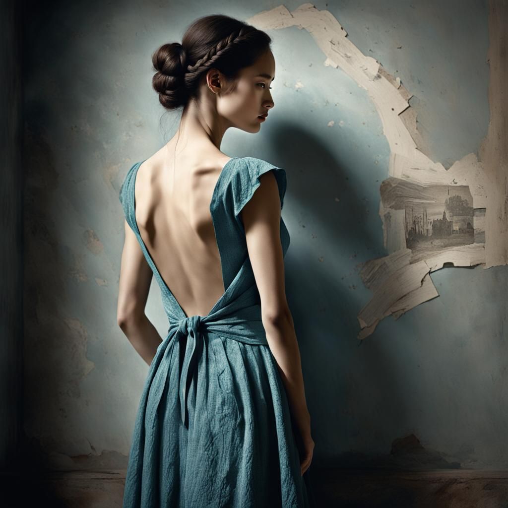 Ritratto di una donna asiatica mentre svela la sua schiena nuda