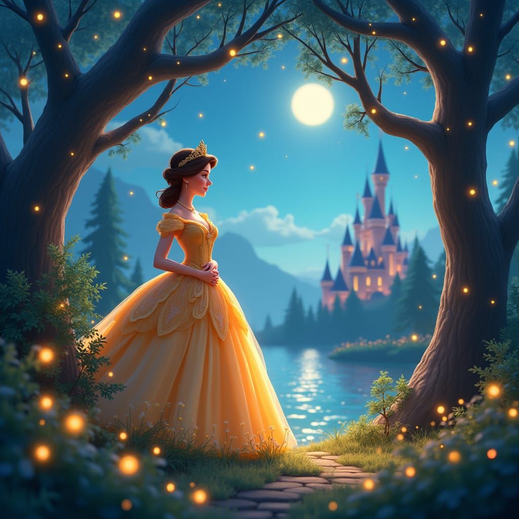 Enchanted Disney Princess in Magical Forest: Matte Painting