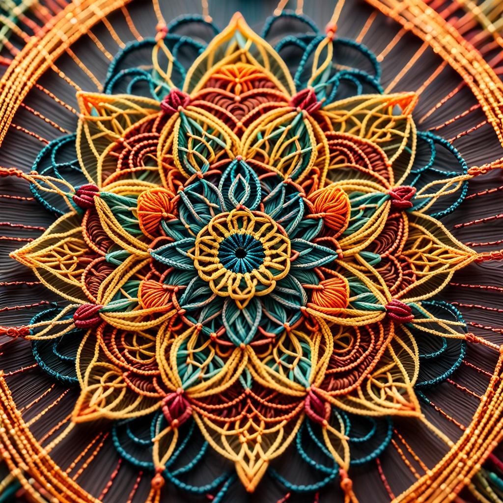 String art mandalas featuring vibrant geometric patterns. Cl...