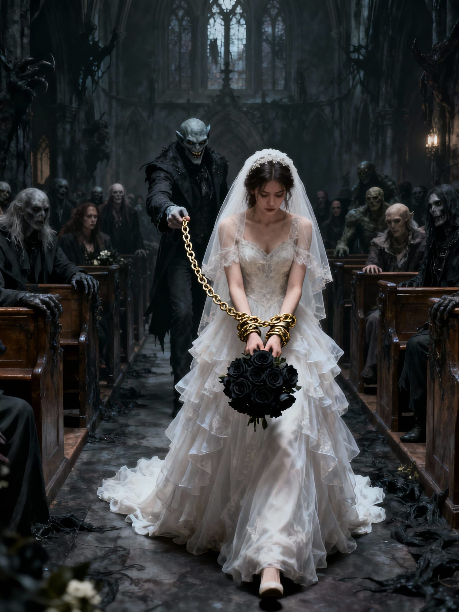 Dark Fantasy Wedding: Bride Chained to Monster Groom