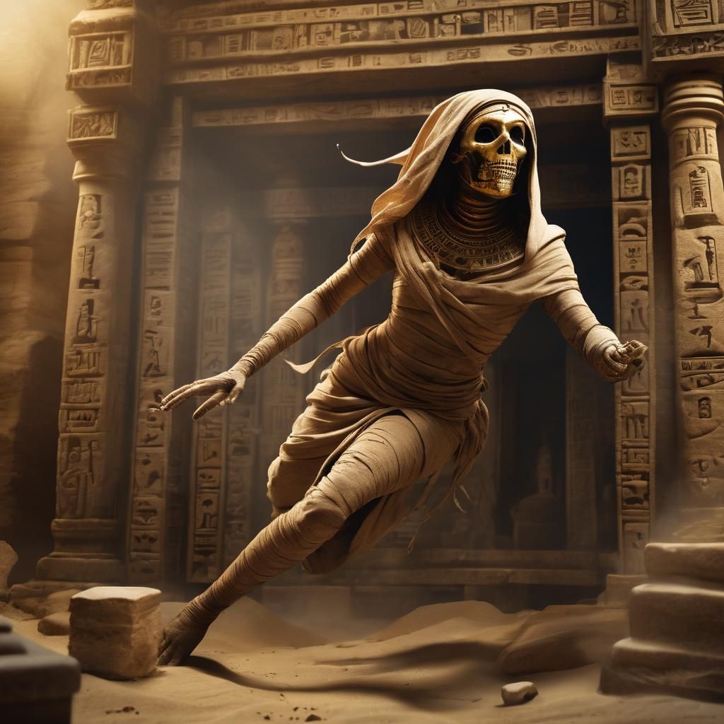 Amusing Mummy Escapes Sarcophagus in Ancient Tomb