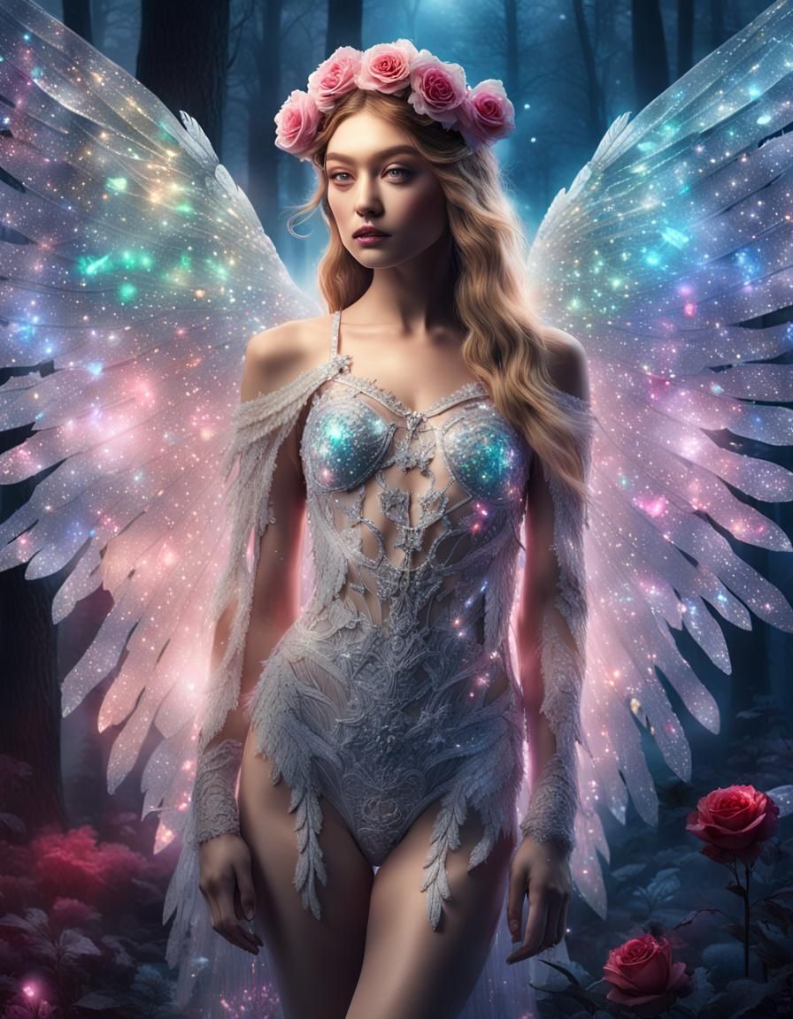 Crystal Angel in Mystical Forest for Valentine's Day