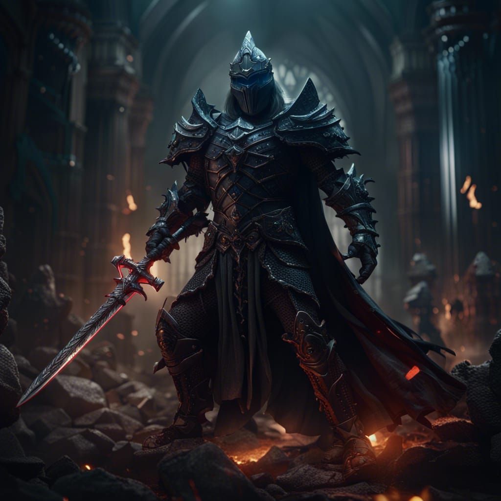 Dark Knight Invokes Succubus: Detailed Matte Painting