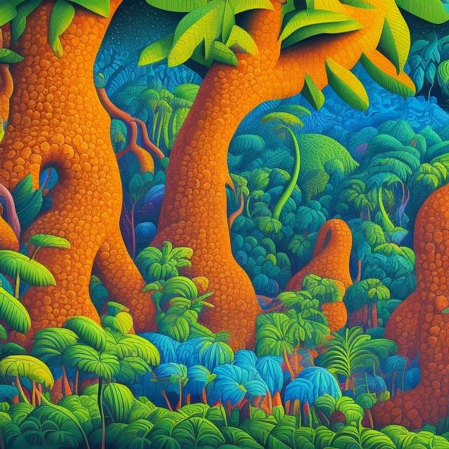 Detailed Jungle Scene in Decorative Style