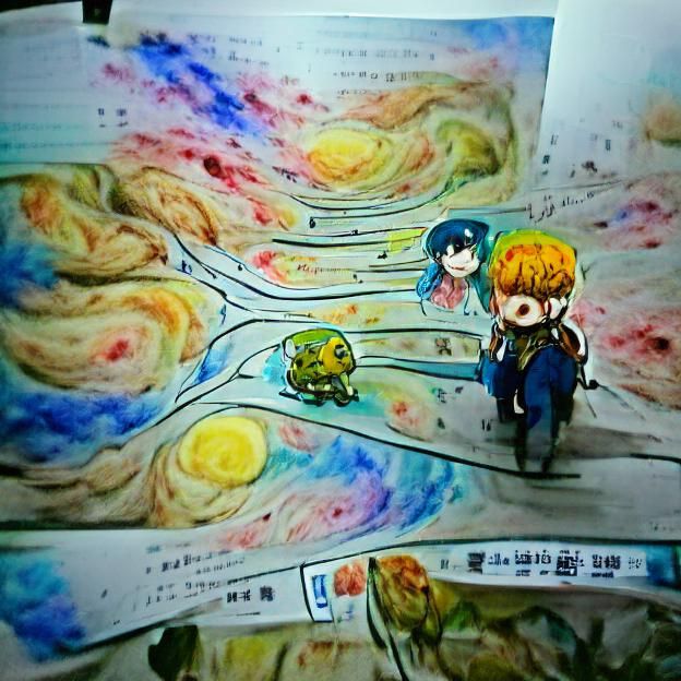 Anime Road to Parallel Universe in Van Gogh Style