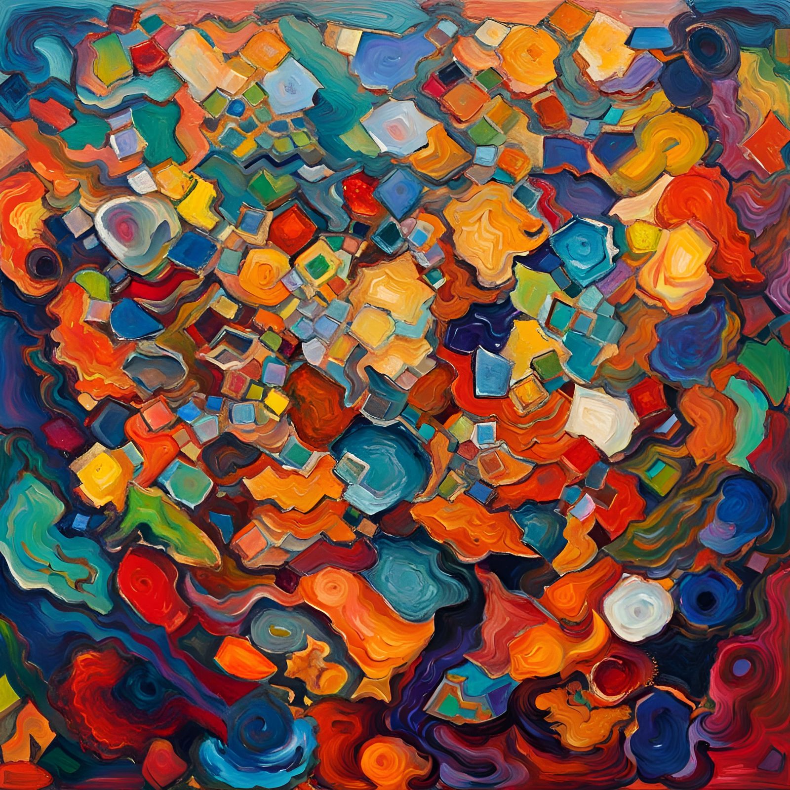 Abstract Shapes: Neo-Impressionist Oil Painting