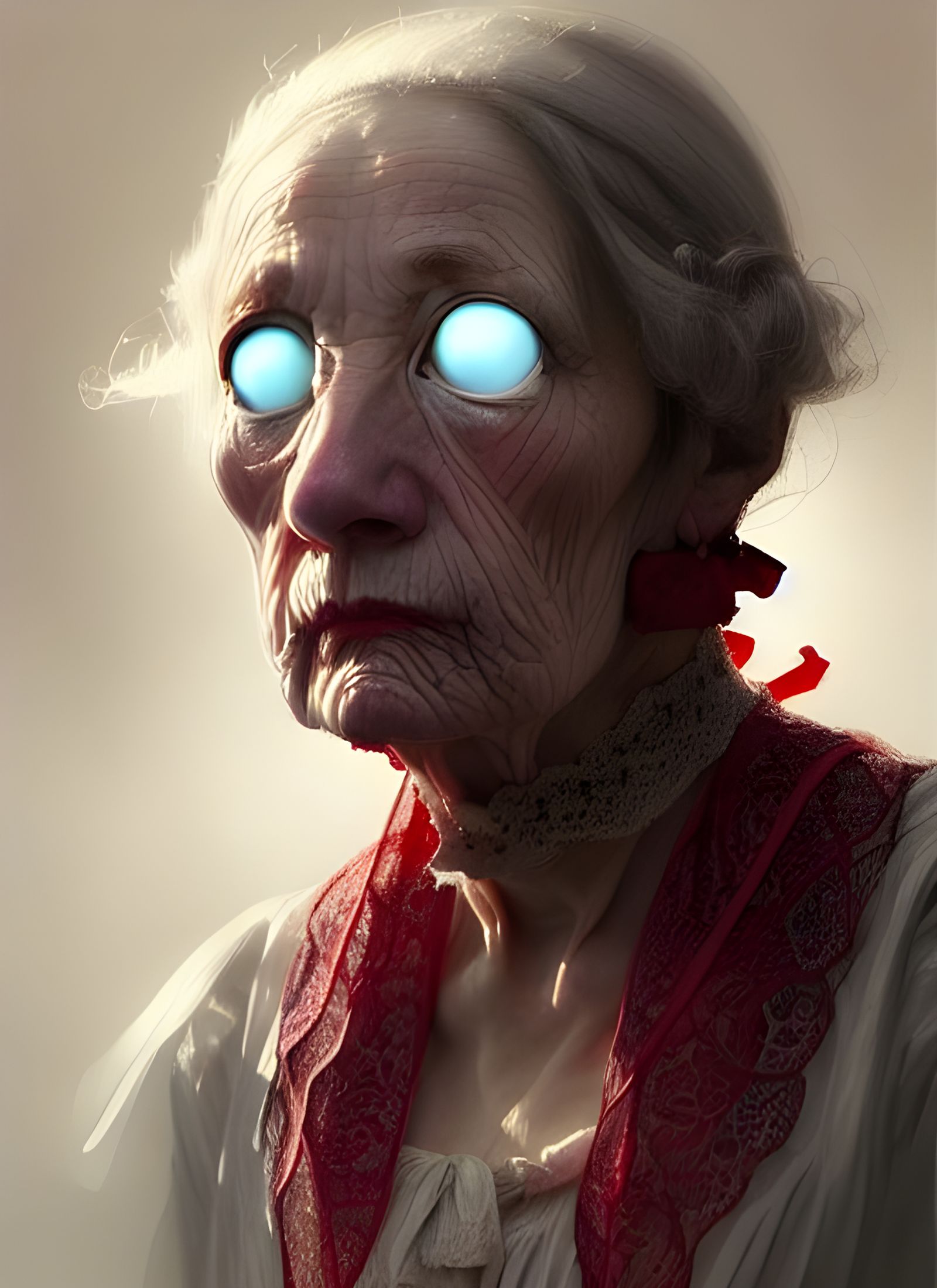 Victorian Hag Portrait with Hollow Eyes