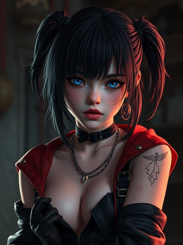 Goth Girl in Anime Style Digital Art