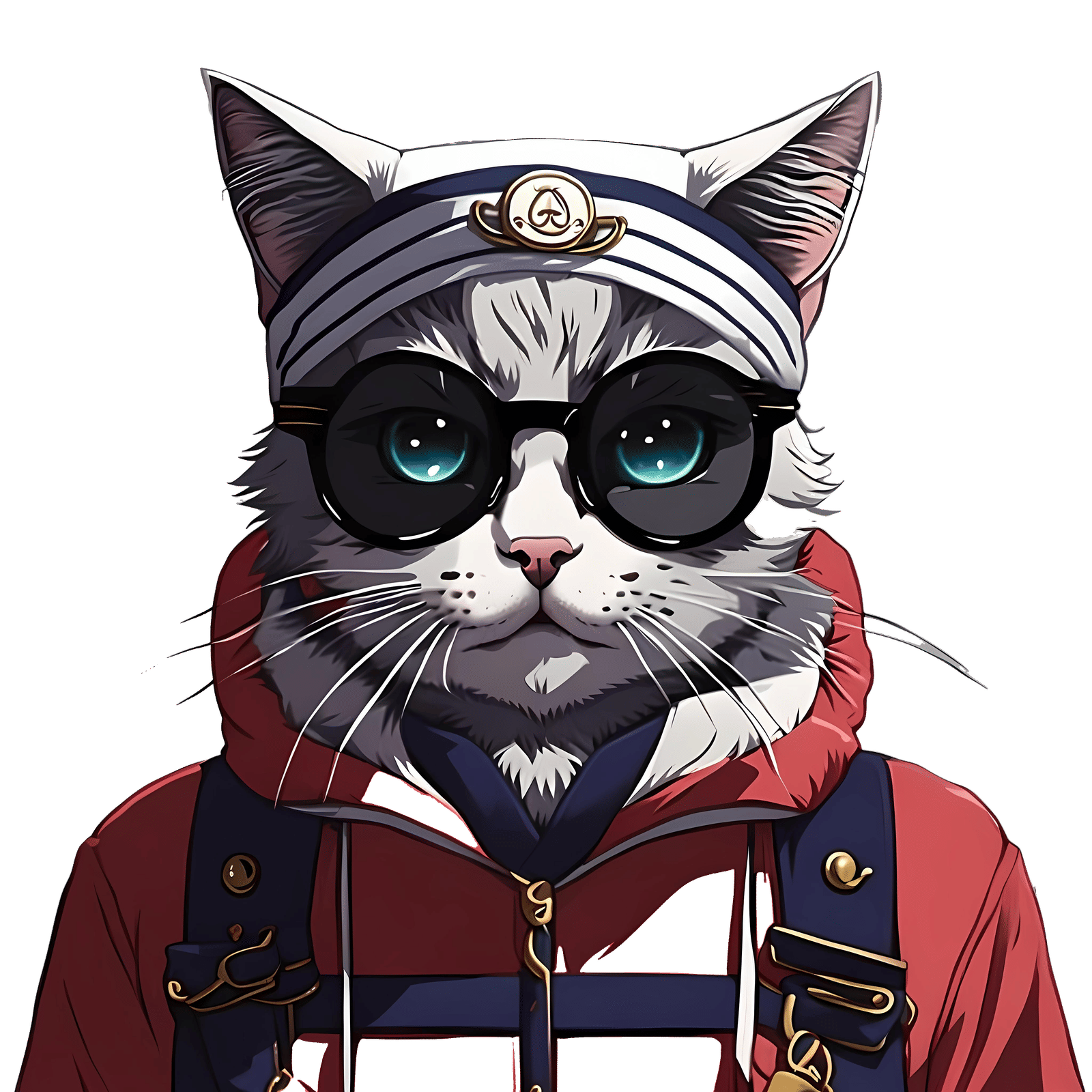Anime Sailor Cat with Crescent Moon