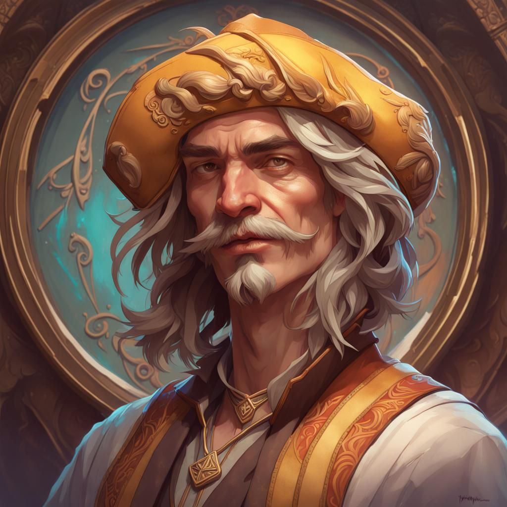 Jaskier Portrait in Art Nouveau Style